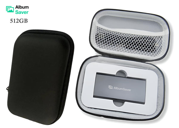 Album Saver External Solid-State Drives 512GB USB 3.1 500MB/S Super Speed Type C EXFAT Aluminum AlbumSaver